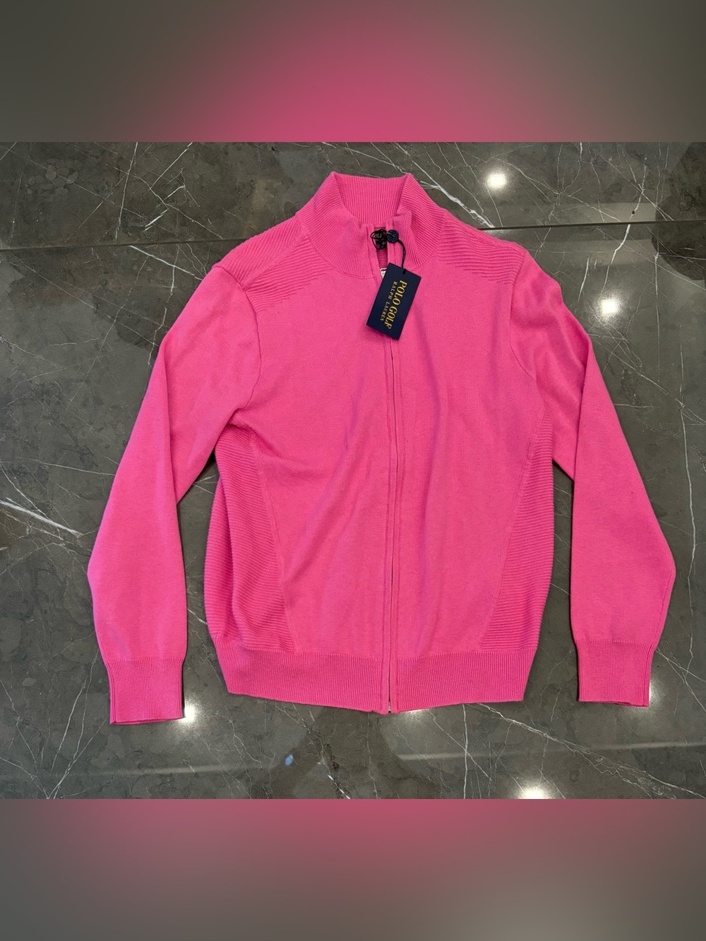 Women's Polo Golf Ralph Lauren Full Zip Cashmere Cardigan Sweater Pink Large NWT